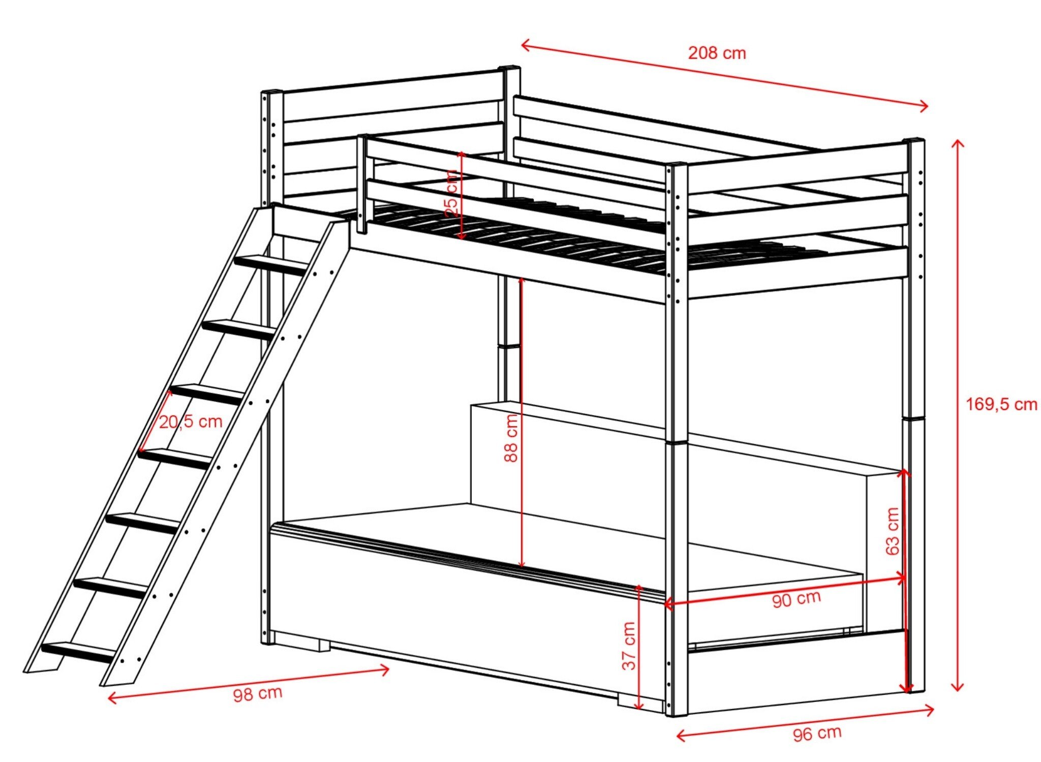 Hoogslaper met Slaapbank Soof - Naturel / Ribstof Creme - Direct Leverbaar!