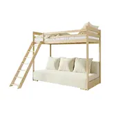 Hoogslaper met Slaapbank Soof - Naturel / Ribstof Creme