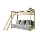 Hoogslaper met Slaapbank Soof - Naturel / Ribstof Grijs