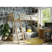 Hoogslaper met Slaapbank Soof - Naturel / Ribstof Grijs