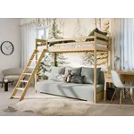 Hoogslaper met Slaapbank Soof - Naturel / Ribstof Grijs