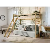 Hoogslaper met Slaapbank Soof - Naturel / Ribstof Grijs