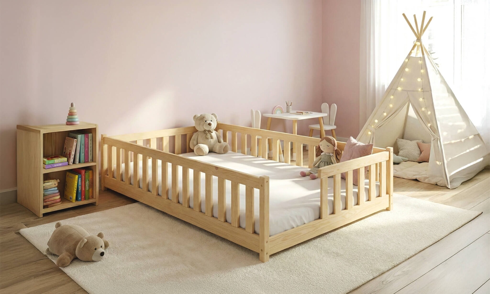 Vloerbed Lenny - Naturel - Direct Leverbaar!