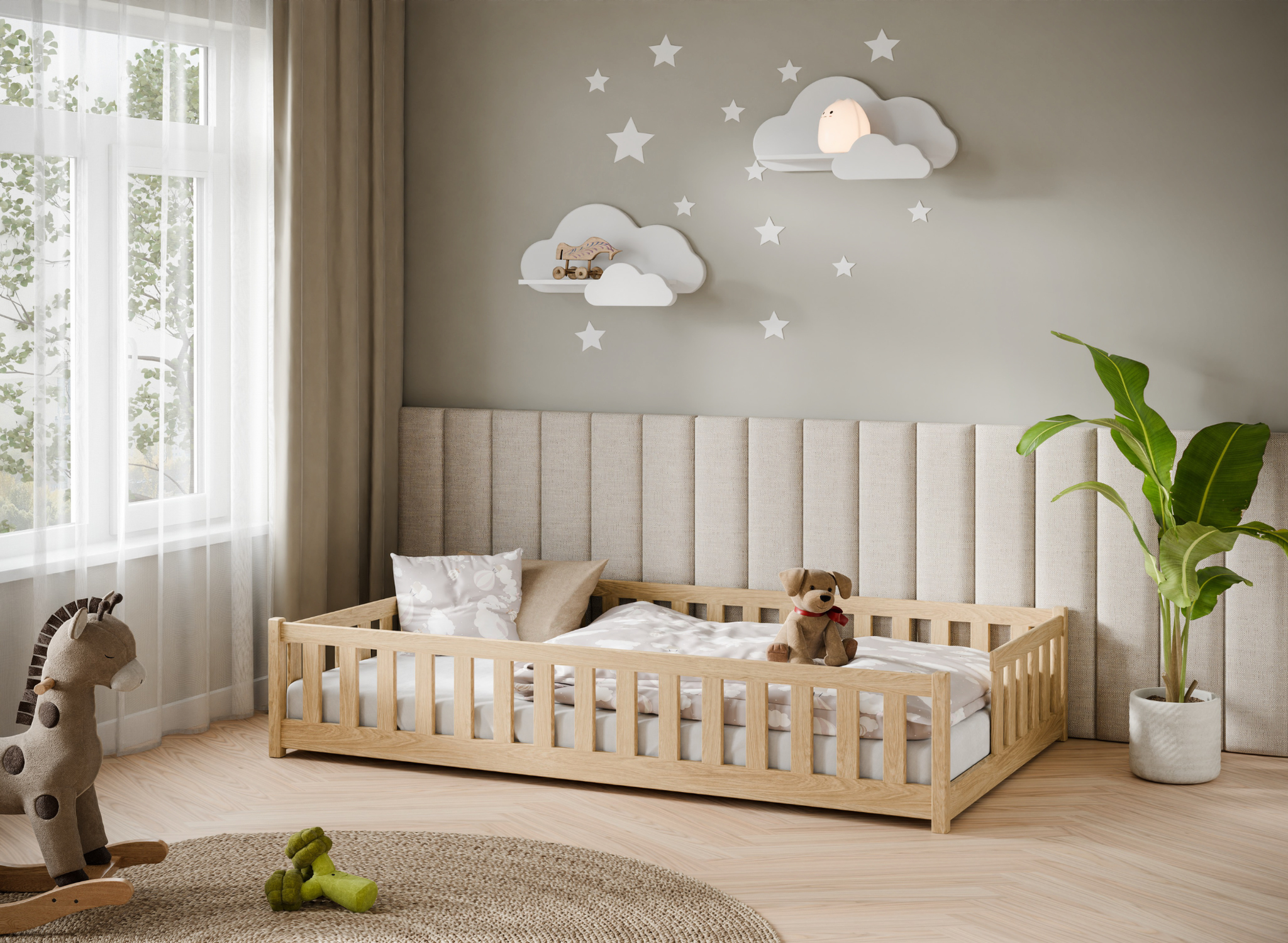 Vloerbed Lenny - Naturel - Direct Leverbaar!