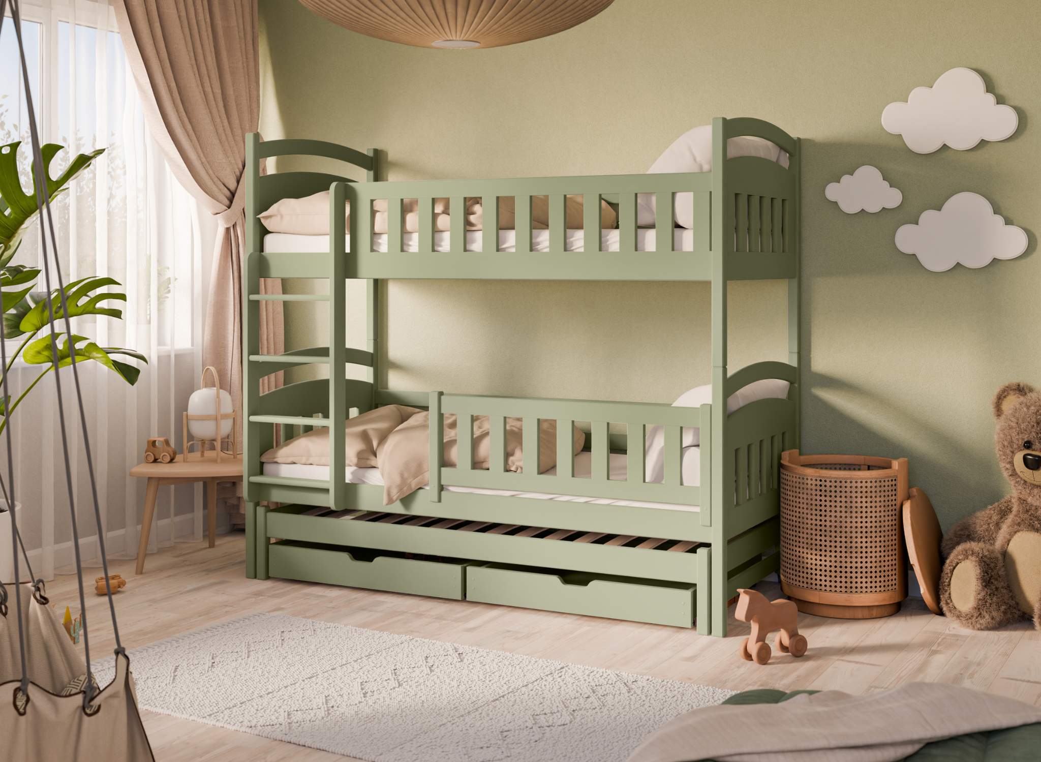Stapelbed met Lade Bente - Groen