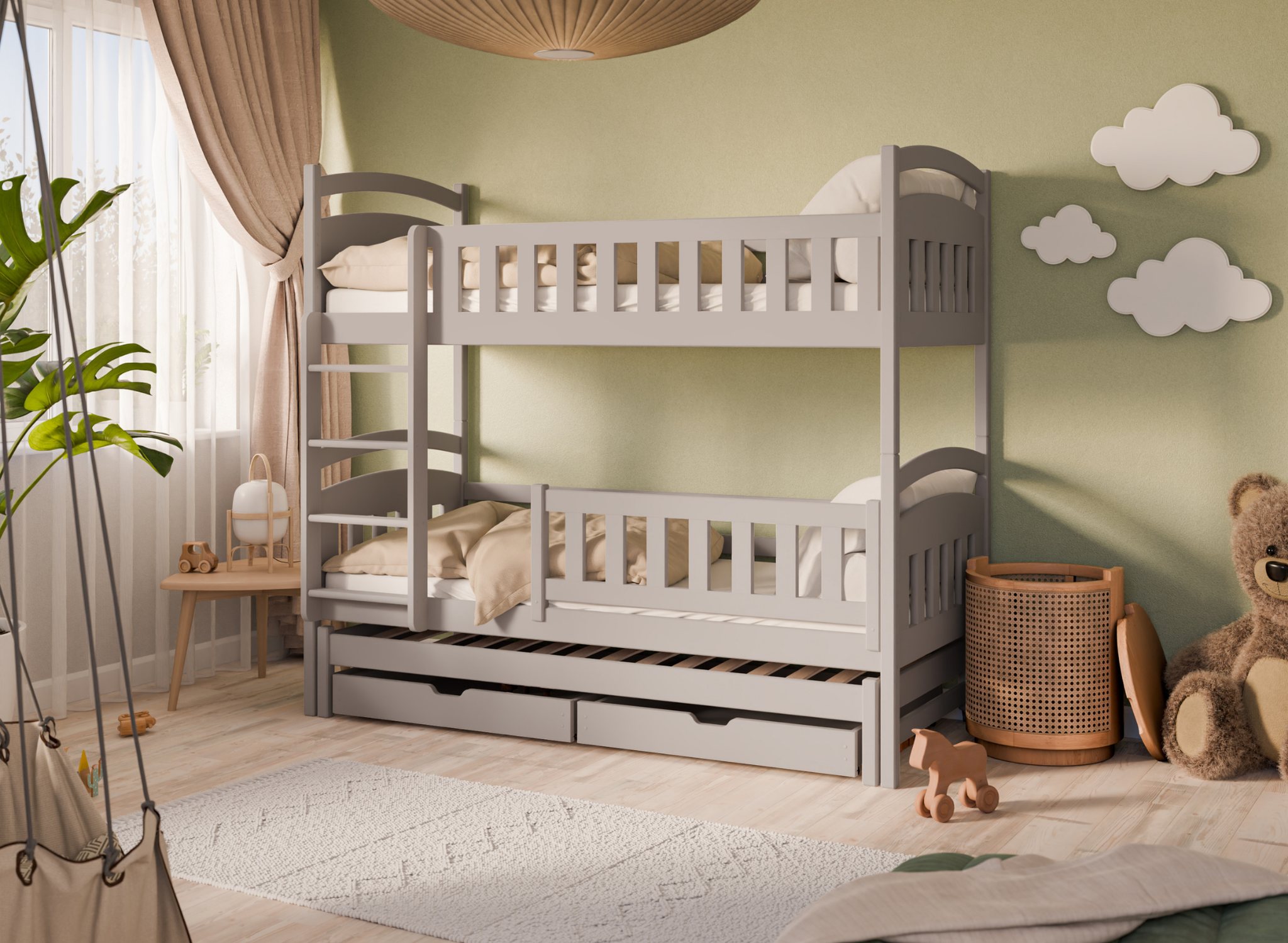 Stapelbed met Lade Bente - Taupe - Direct Leverbaar!