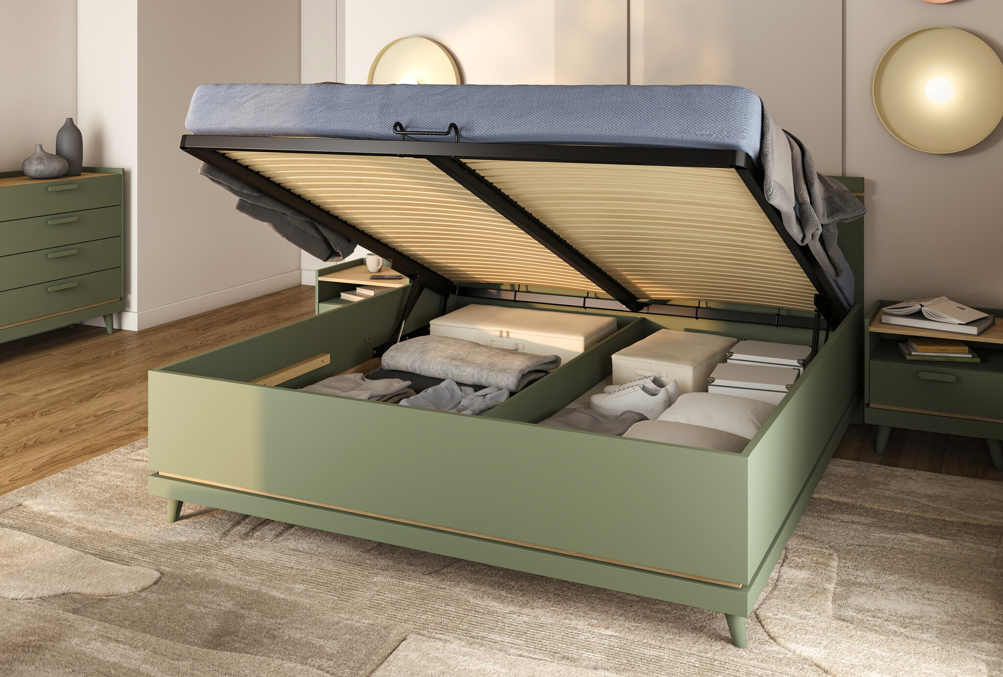 Opbergbed Skand - Groen