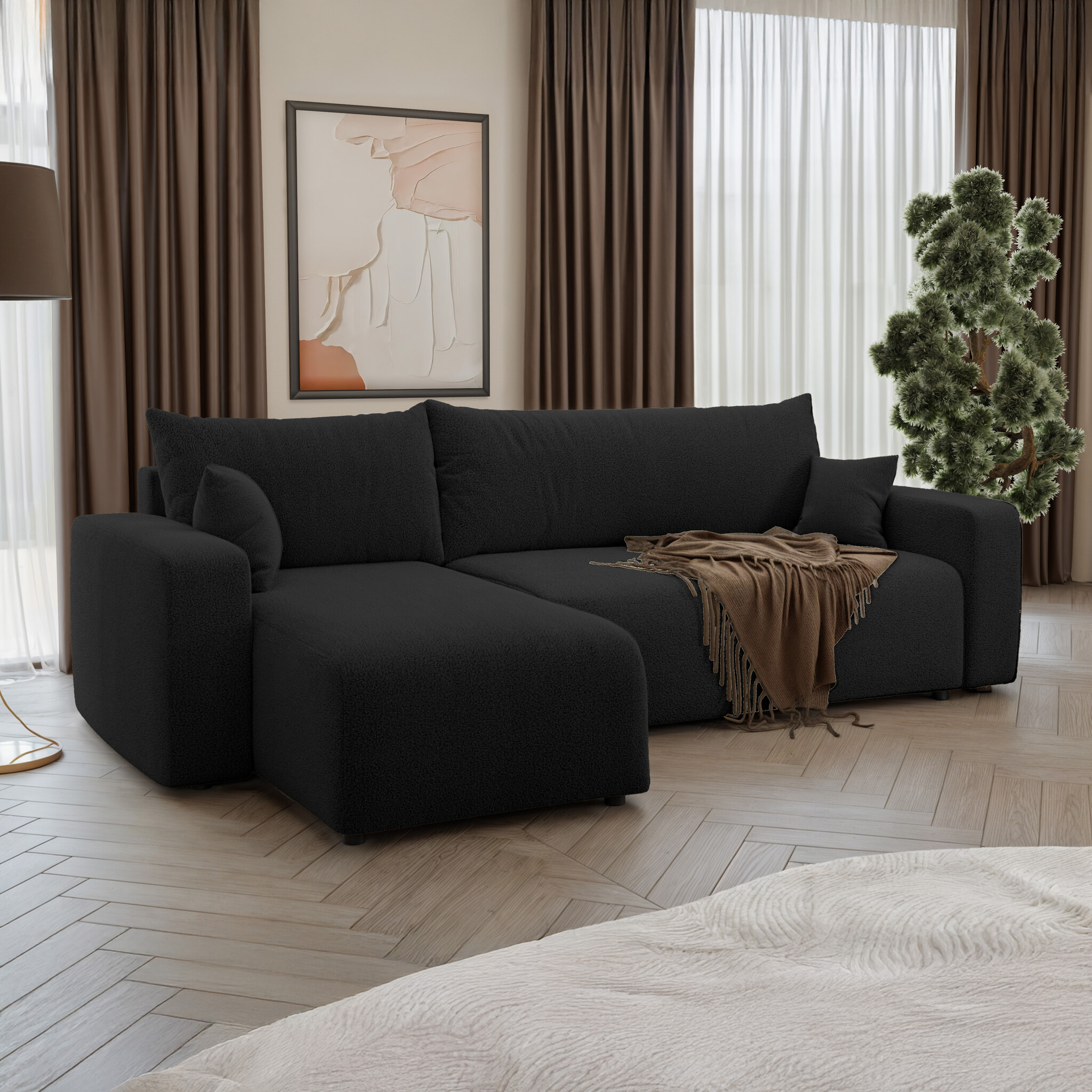 Hoekbank Palmero | Ribstof | Slaapbank met Opbergruimte