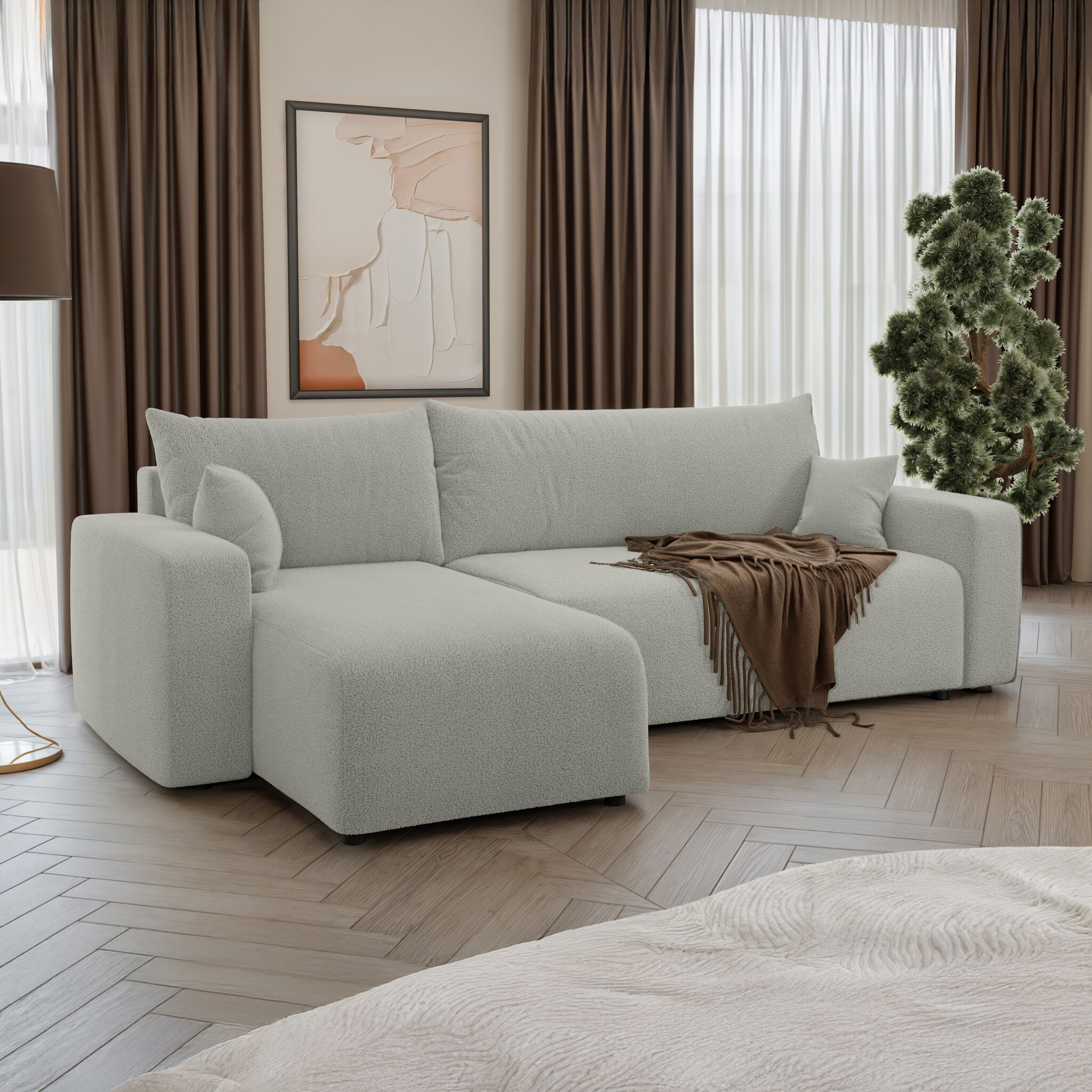 Hoekbank Palmero | Ribstof | Slaapbank met Opbergruimte