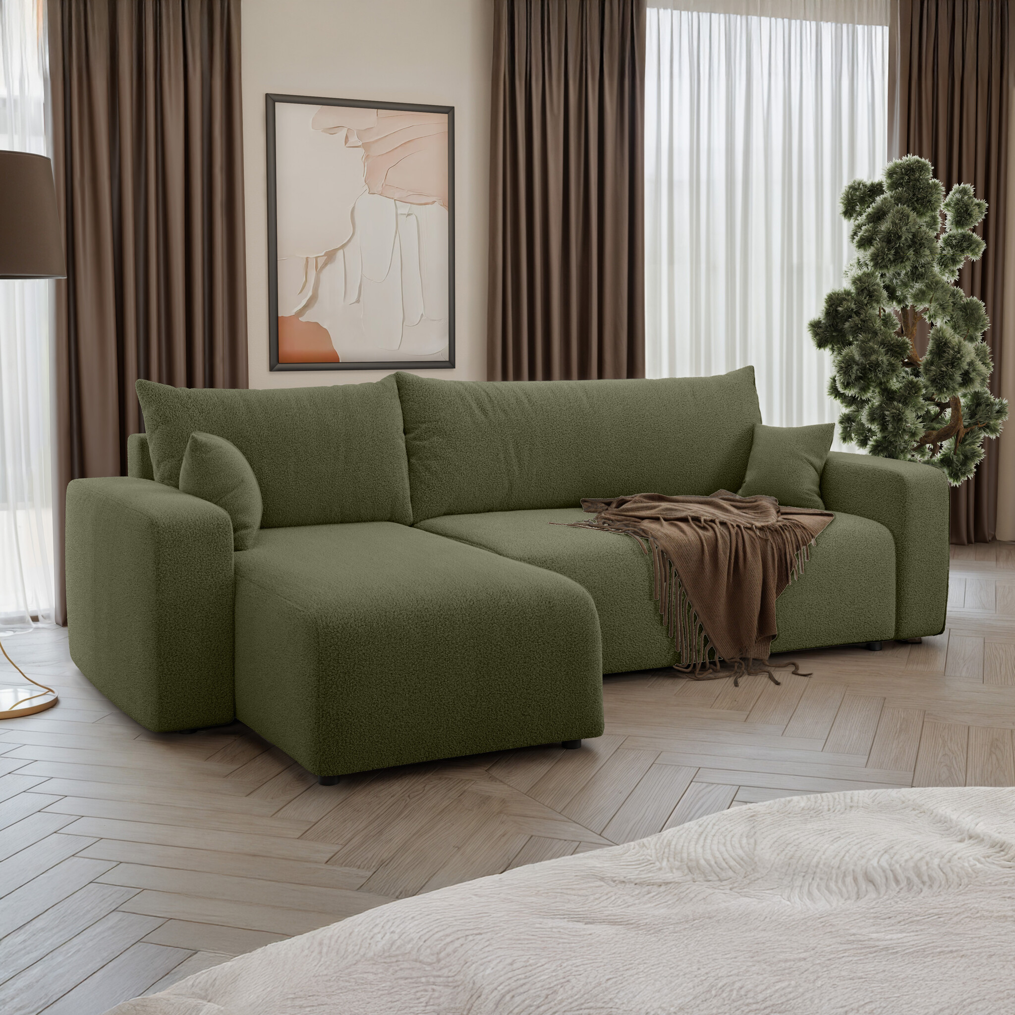 Hoekbank Palmero | Ribstof | Slaapbank met Opbergruimte