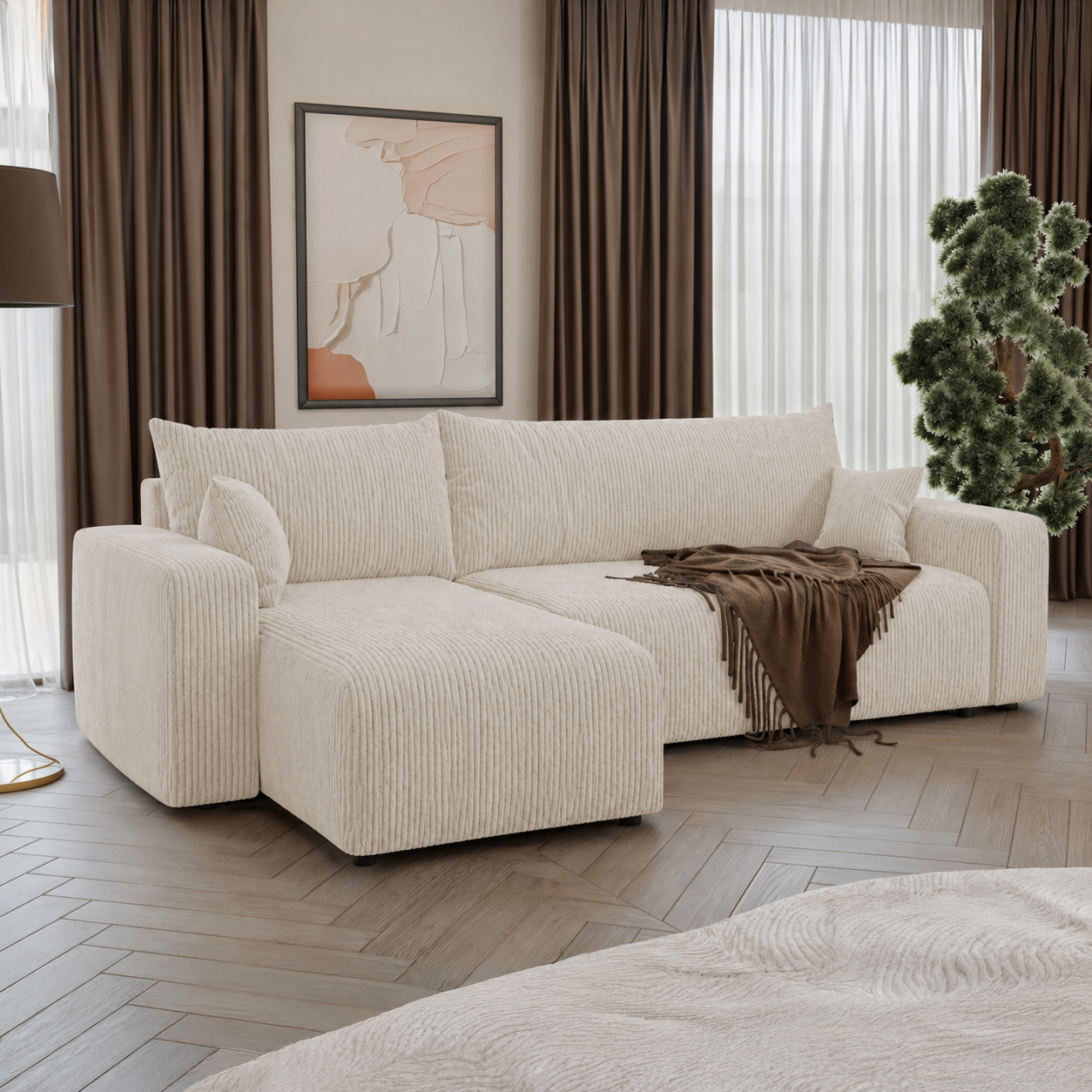 Hoekbank Palmero | Corduroy | Slaapbank met Opbergruimte