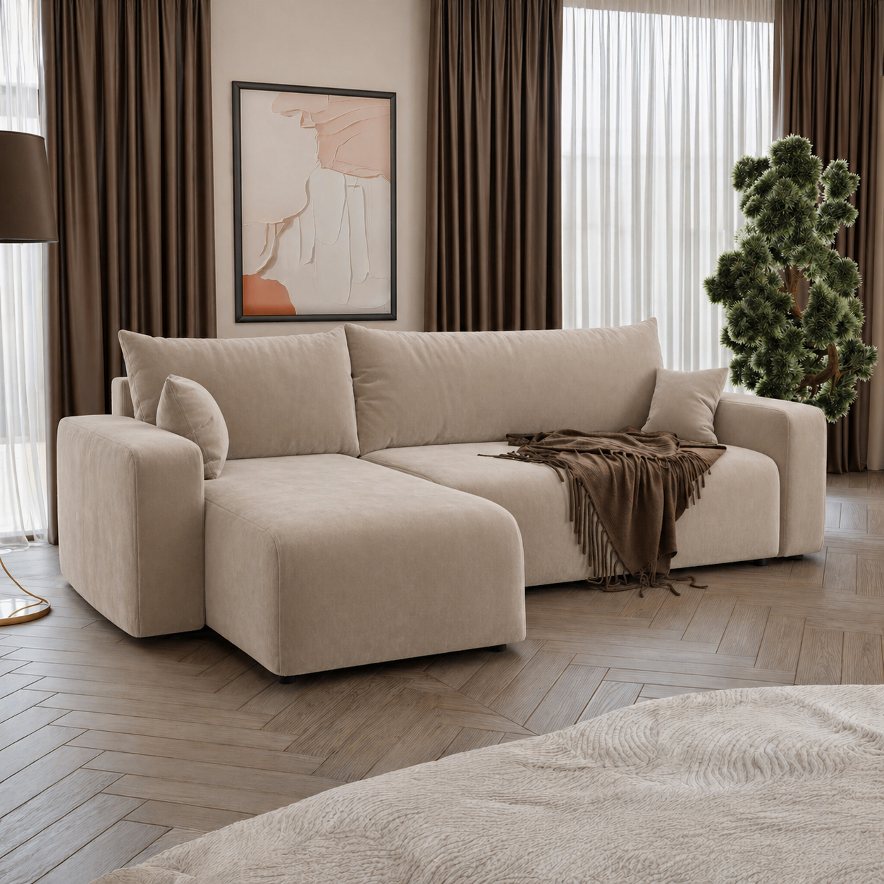 Hoekbank Palmero | Velvet | Slaapbank met Opbergruimte