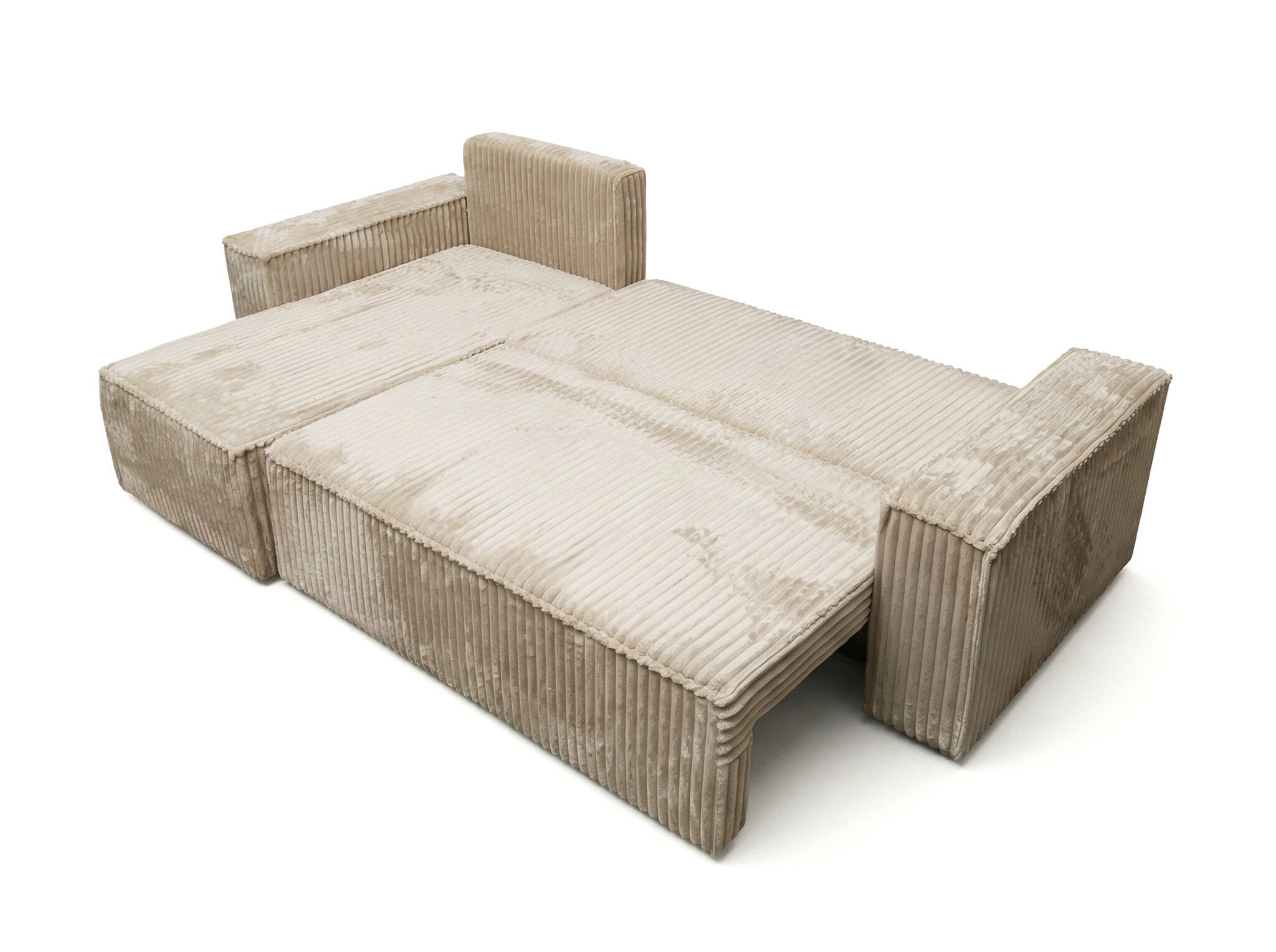 Hoekbank Kenzo | Ribstof Taupe | Slaapbank met Opbergruimte