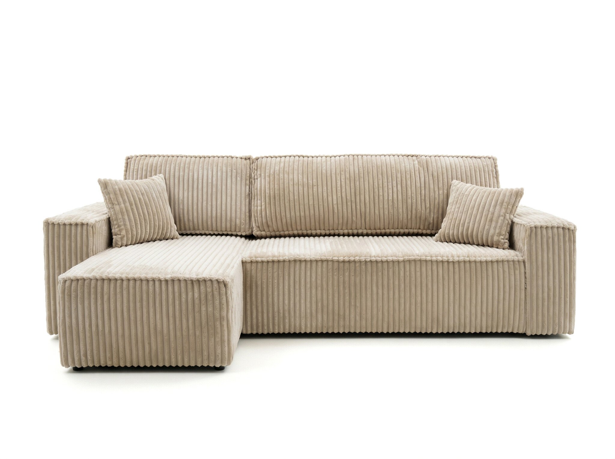 Hoekbank Kenzo | Ribstof Taupe | Slaapbank met Opbergruimte