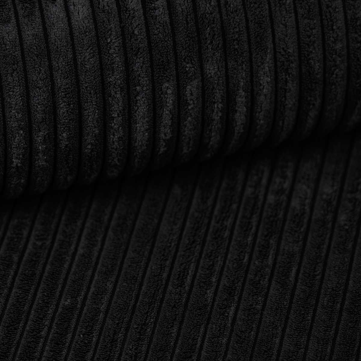 Hoekbank Kenzo | Ribstof Zwart | Slaapbank met Opbergruimte