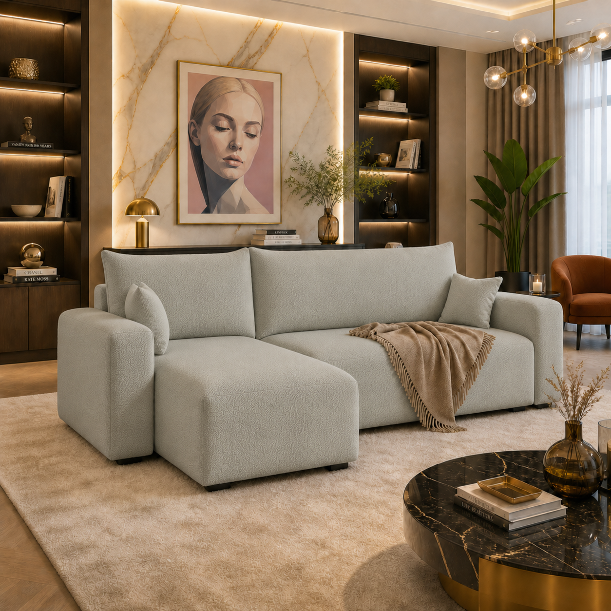 Hoekbank Palmero - Velvet - Slaapbank met Opbergruimte