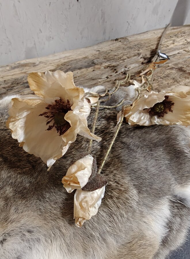 Zijden bloem Poppy Bundle Twist Off White 100cm - Brynxz