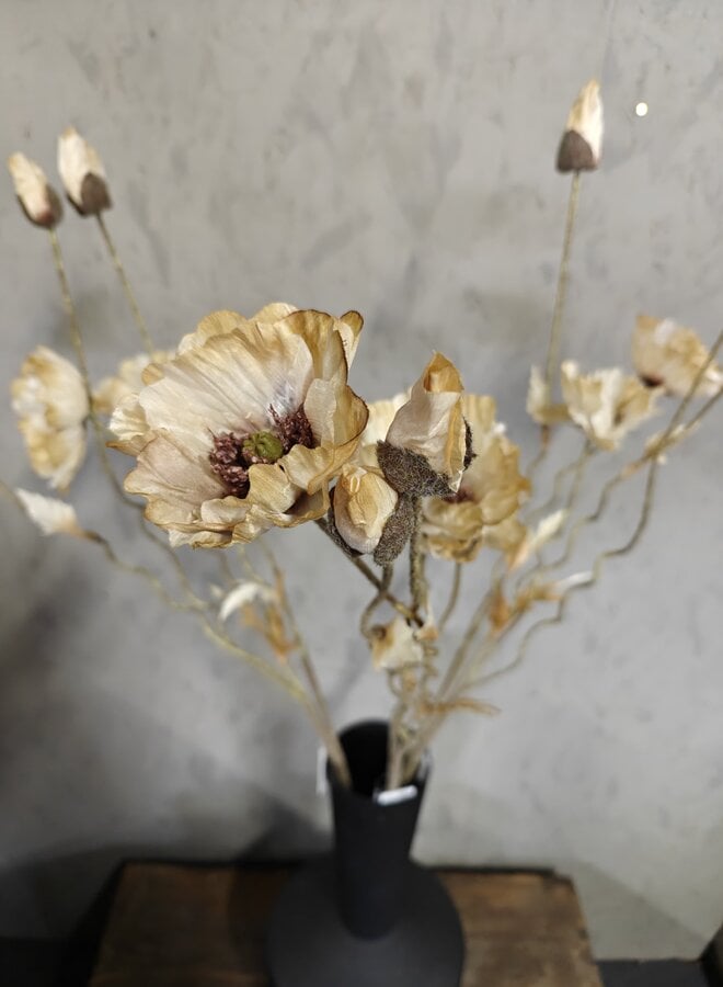 Zijden bloem Poppy Bundle Twist Off White 100cm - Brynxz