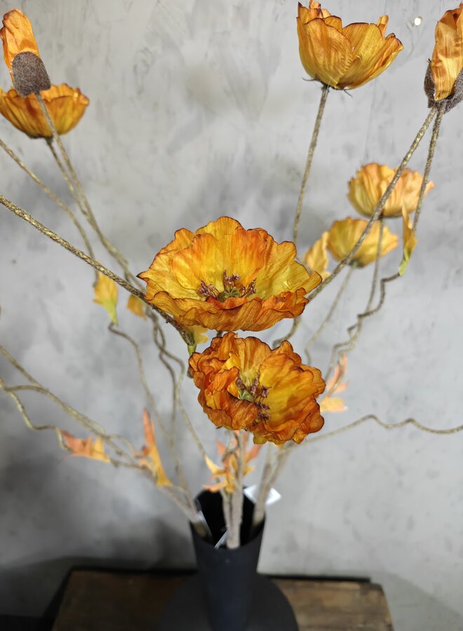 Zijden bloem Poppy Bundle Twist Orange 100cm - Brynxz