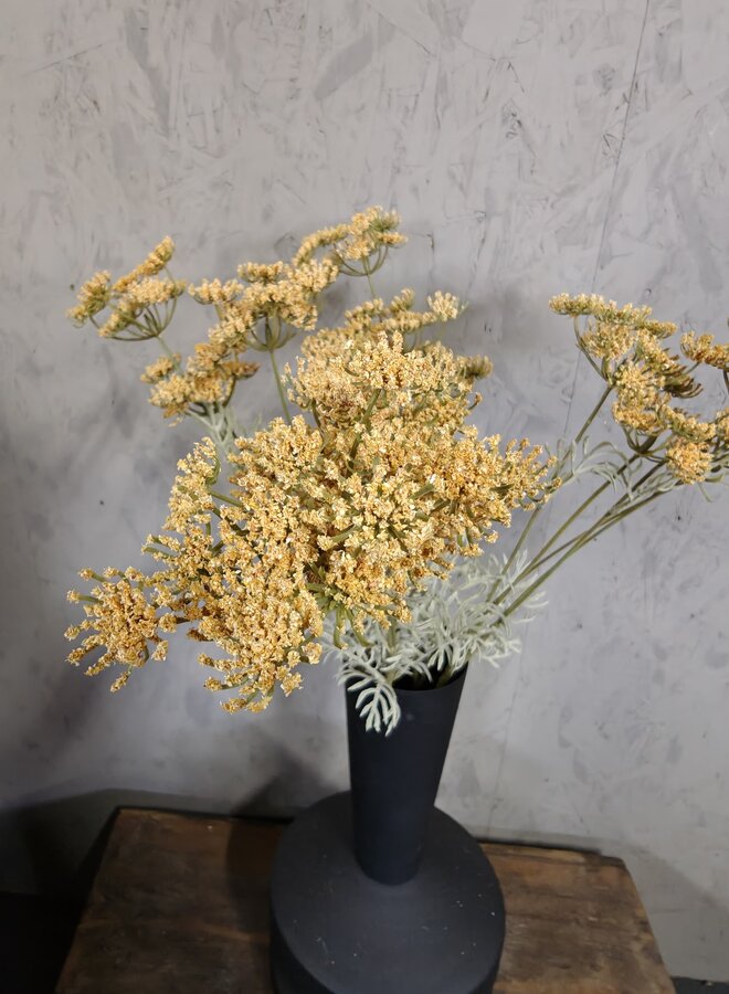 Zijden bloem Single Lace Flower Yellow 80cm - Brynxz