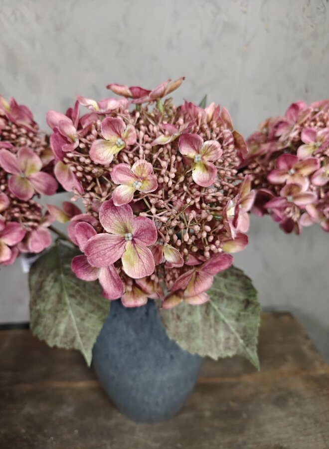 Zijden bloem Hydrangea Old Pink 52cm