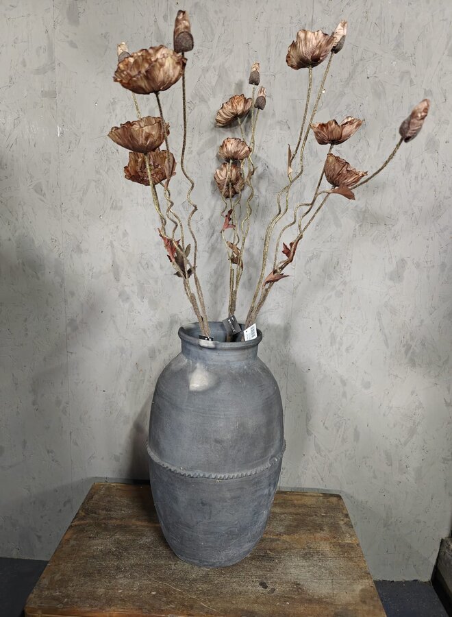 Zijden bloem Poppy Brown 100cm