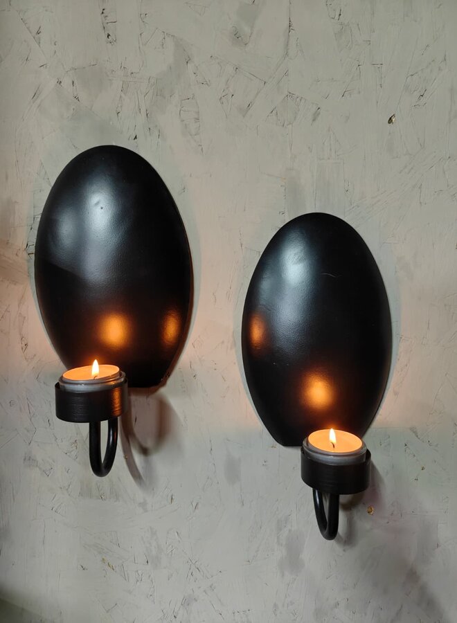 Wandkandelaar Zwart – Moderne Theelichthouder