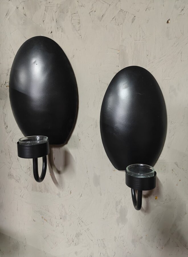 Wandkandelaar Zwart – Moderne Theelichthouder