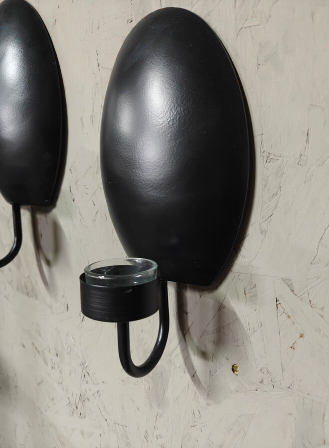 Wandkandelaar Zwart – Moderne Theelichthouder