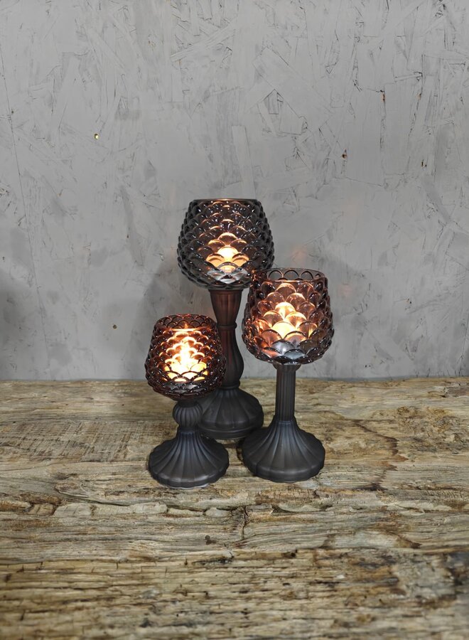 Glazen Waxinelichthouder Zwart Groot – Luxe Kandelaar