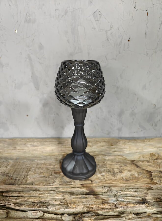 Glazen Waxinelichthouder Zwart Groot – Luxe Kandelaar