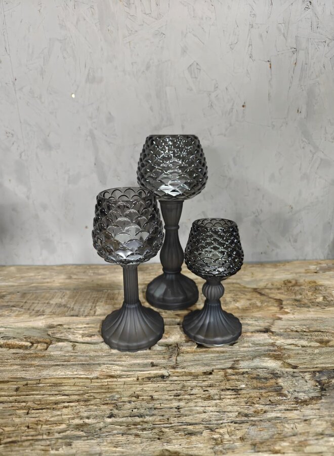 Glazen Waxinelichthouder Zwart Groot – Luxe Kandelaar