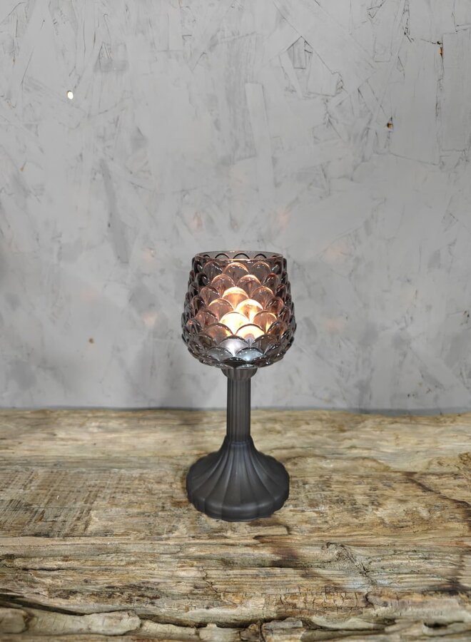 Glazen Waxinelichthouder Zwart Medium – Stijlvolle Kandelaar