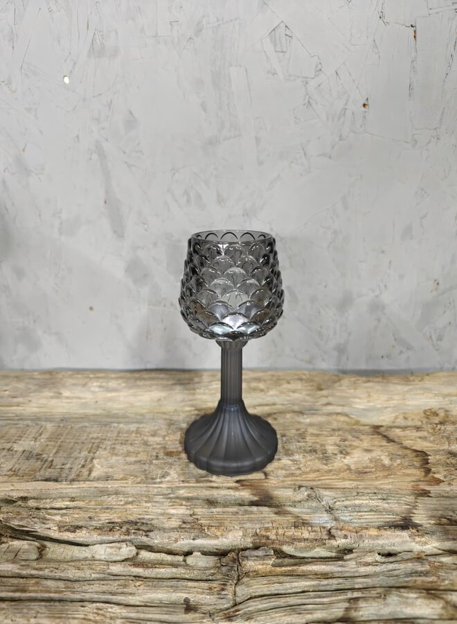 Glazen Waxinelichthouder Zwart Medium – Stijlvolle Kandelaar