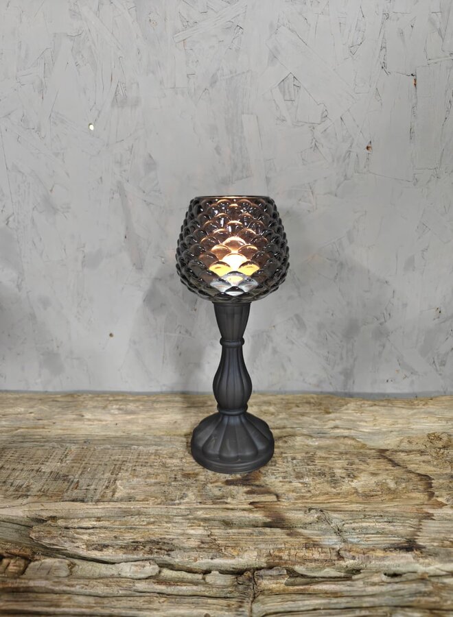 Glazen Waxinelichthouder Zwart Groot – Luxe Kandelaar