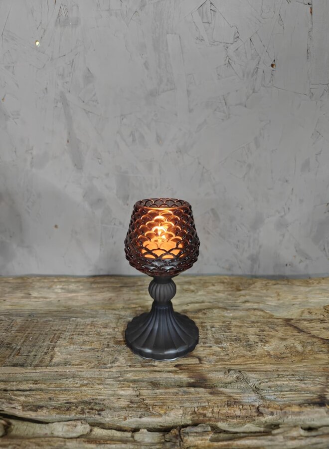 Glazen Waxinelichthouder Zwart Klein – Elegante Kandelaar