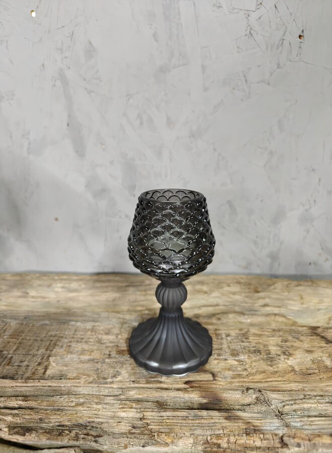 Glazen Waxinelichthouder Zwart Klein – Elegante Kandelaar