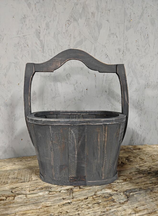 Houten Mand Met Handvat – Landelijke Decoratie