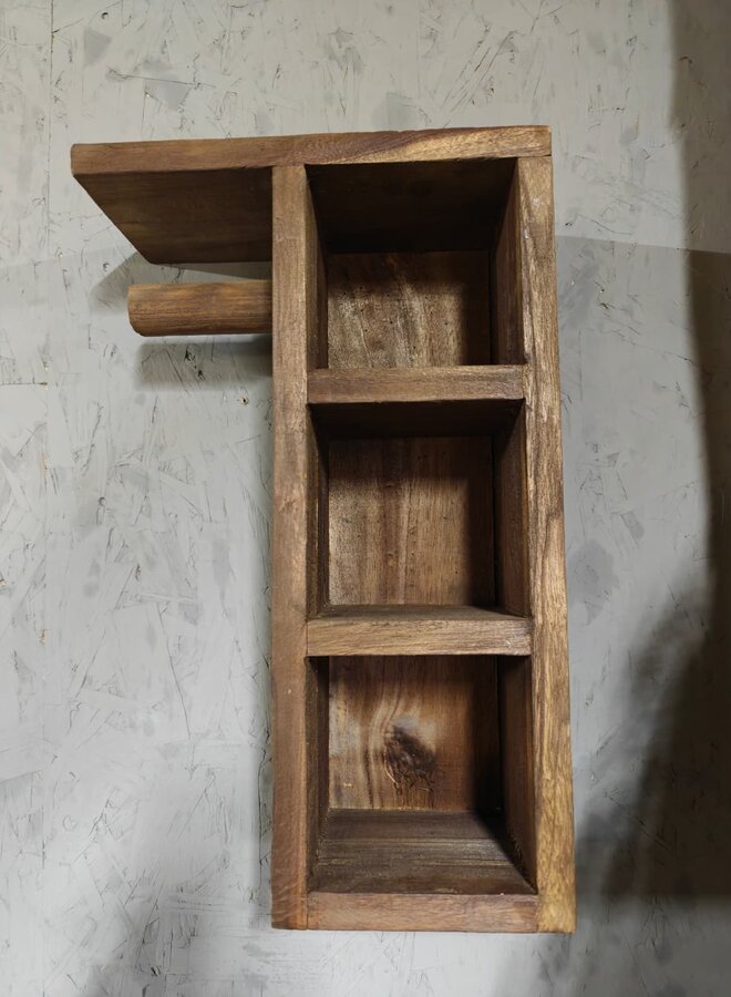 Toiletrolhouder Hout 3 Vakken – Landelijke Stijl