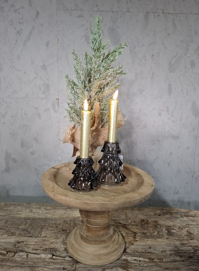 Glazen Kaarsenhouder Christmas Zwart Groot