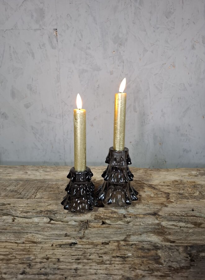 Glazen Kaarsenhouder Christmas Zwart Groot