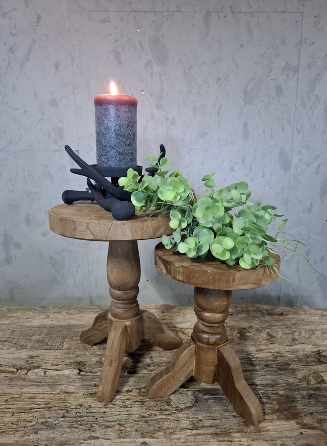 Houten Krukje Klein – Rond Decoratieplateau