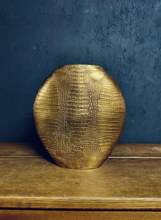 Gouden Vaas met Krokodillenstructuur