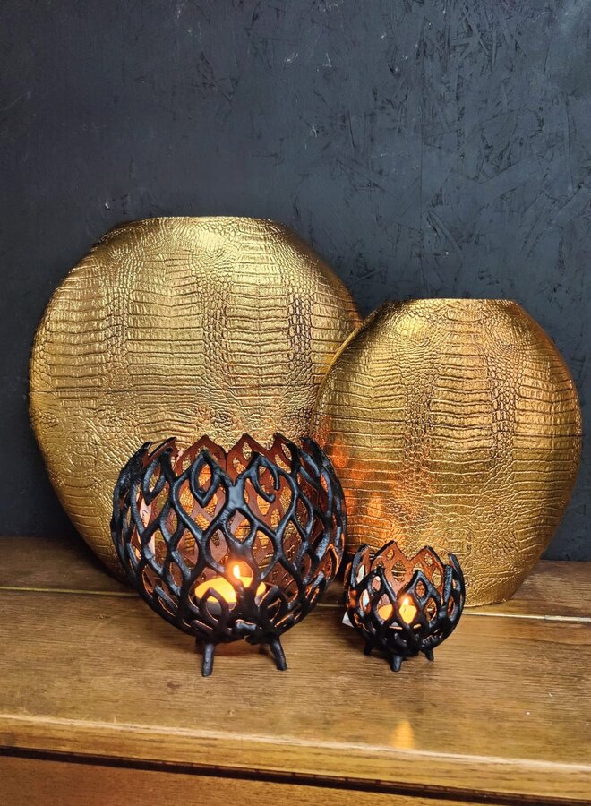 Gouden Vaas met Krokodillenstructuur
