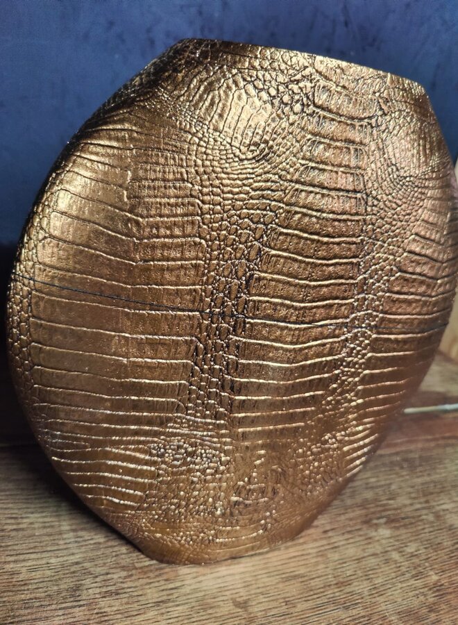 Gouden Vaas met Krokodillenstructuur – Groot