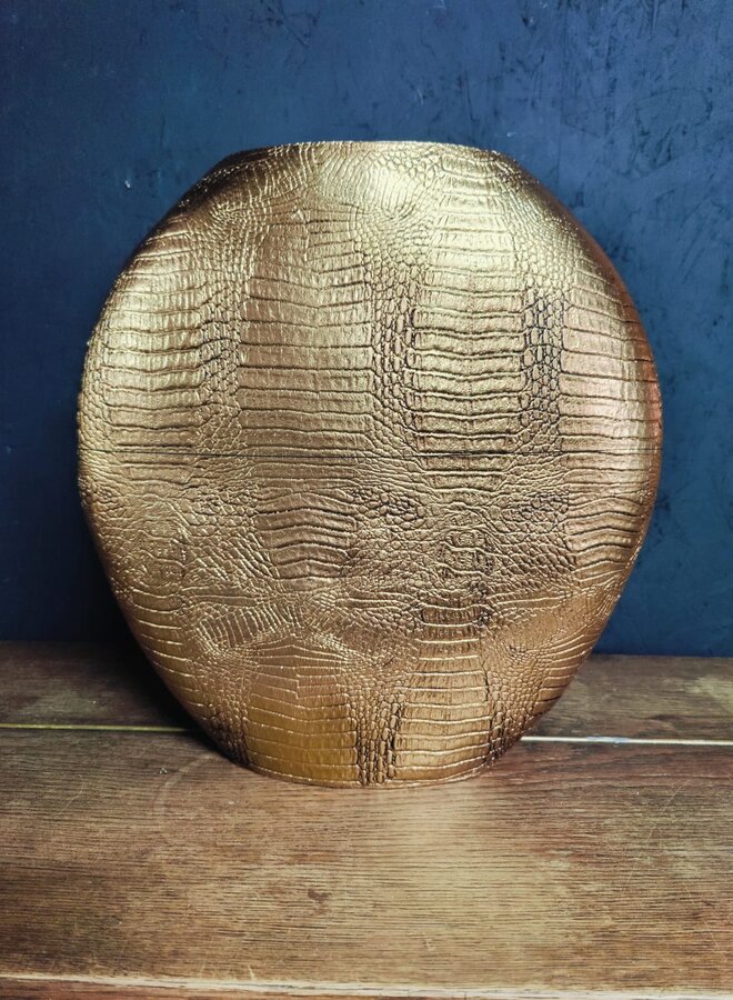 Gouden Vaas met Krokodillenstructuur – Groot