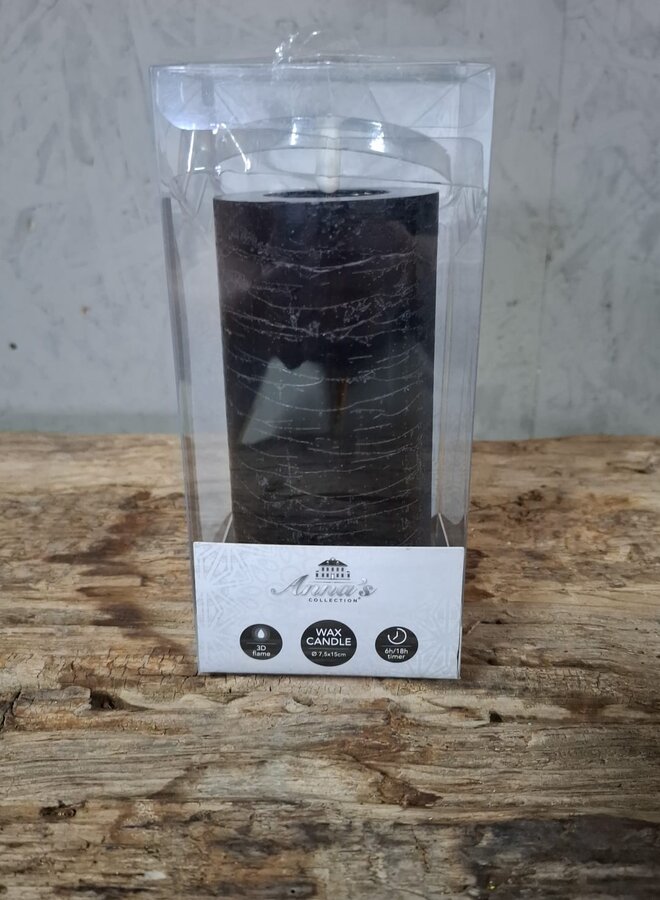 Zwarte LED Kaars met 3D Vlam