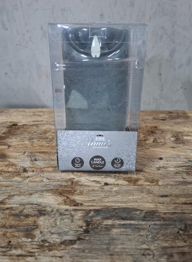 Antraciet LED Kaars met 3D Vlam