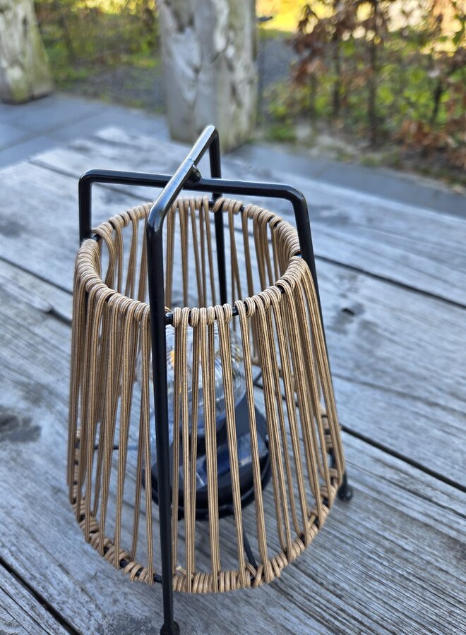 Solar Tafellamp Frame met Touw – LED – Klein – Naturel/Zwart