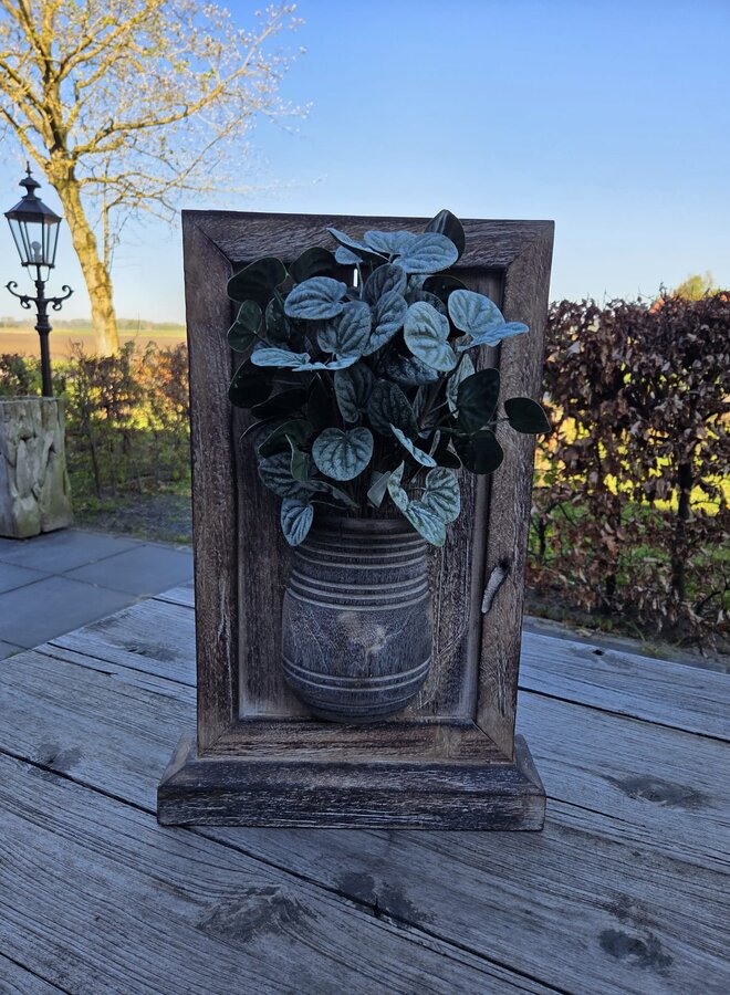Houten Wanddecoratie met Vaas – Landelijk – Staand – Naturel